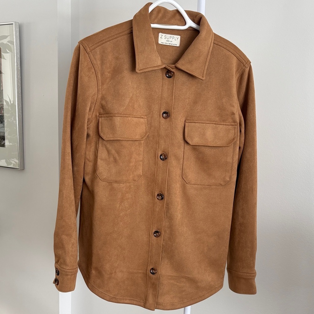 Z Supply Brown Suede-Look Shirt Jacket